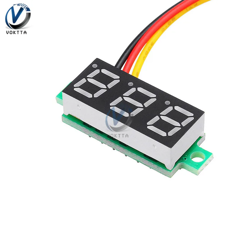 3 проводной цифровой светодиодный мини измеритель напряжения 0 28 дюйма
