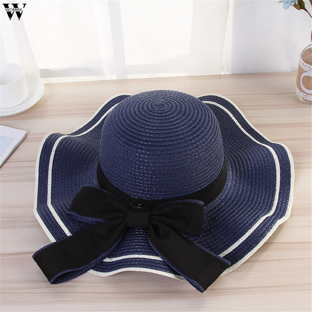 Fashion Beautiful Adult cap Bow Straw hat Summer Sun Beach Hat Girl sun hats for women Feb6 | Аксессуары для одежды