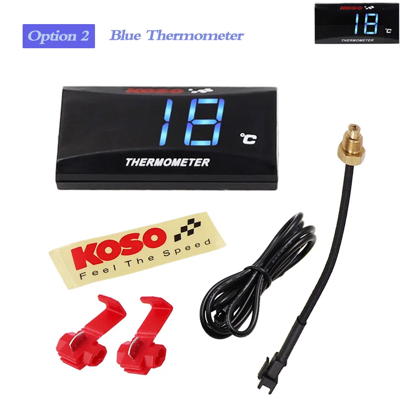 Mode B Blue Скутер Slimline KOSO термометр для воды измеритель температуры воды светодиодный дисплей с резьбовой датчик 10 мм - Цвет: Mode B Blue