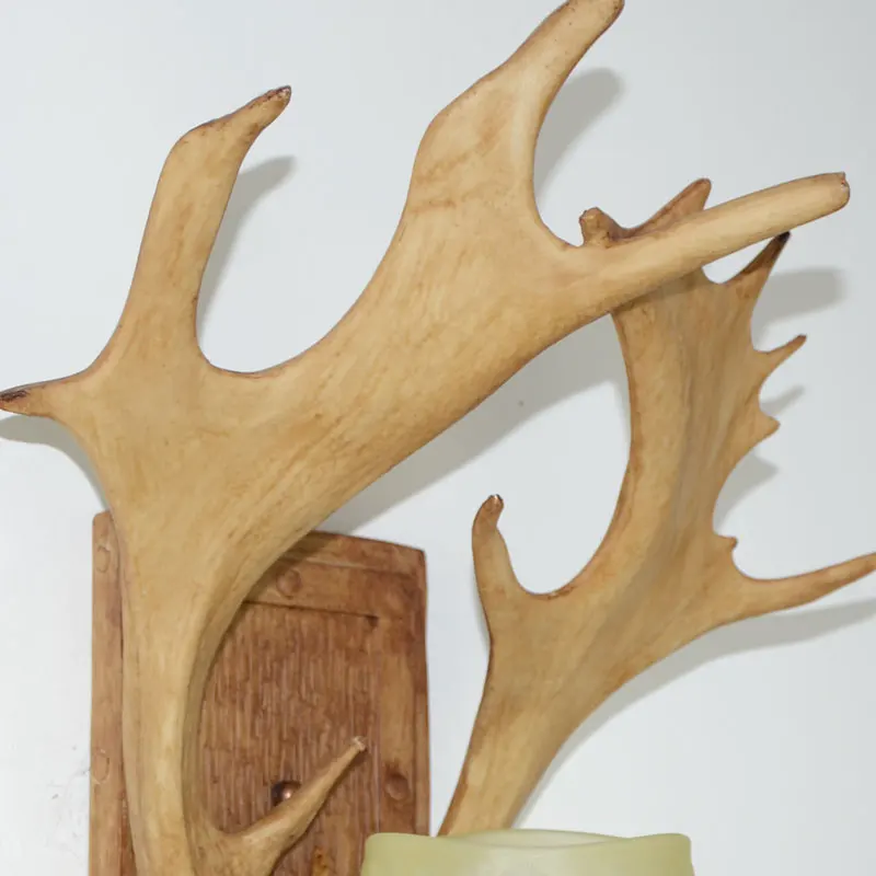 American Village Decoration Stairs Antler Wall Lamp Nordic Personality Bedside Aisle Lighting with glass lamp shade | Лампы и