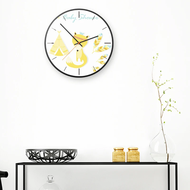 Рождество Маленькая атмосфера лиса милый ветер настенные часы современный тихий