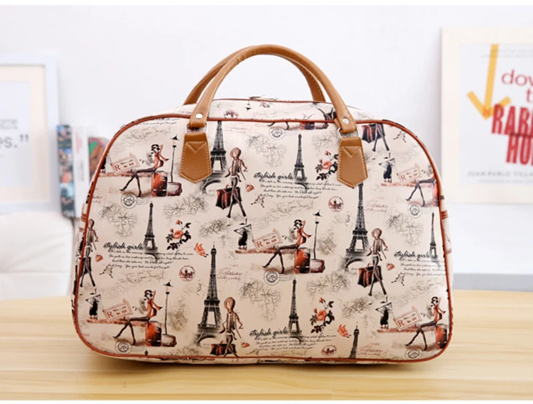 PU Большая Дорожная сумка с мультипликационным принтом, переносная Милая дорожная сумка, женская мода, большие выходные сумки, переносные сумки, сумка-тоут для девочки