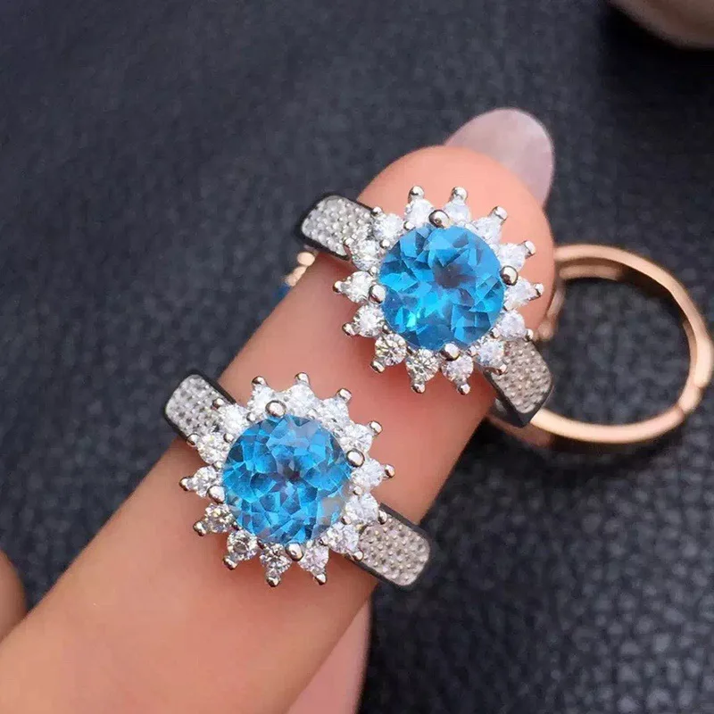 Женское кольцо SHIQING Nature с голубым топазом из стерлингового серебра 925 пробы