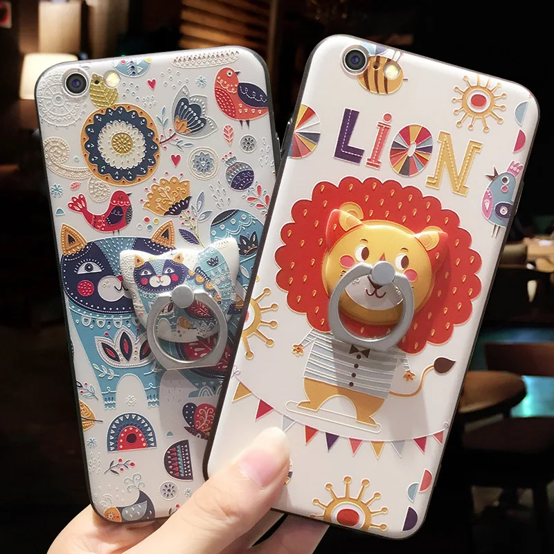 3D тиснение медведь браслет чехол для IPhone X 7 6 8 Xs Max 6plus 7plus 8plus с кольцом пальца