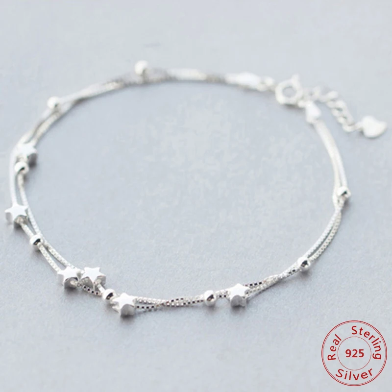 Женские браслеты на ногу Star женские щиколотку под аллергию двухслойные серебро