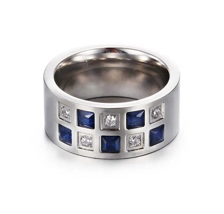 Кольца из титановой нержавеющей стали 10 мм синий черный белый|finger ring|rings for womensilver
