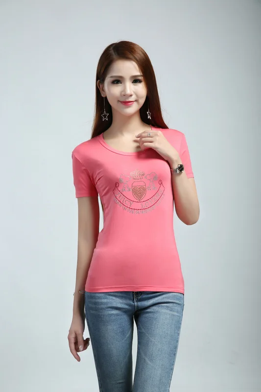 Женская хлопковая футболка с коротким рукавом и V-образным вырезом | одежда