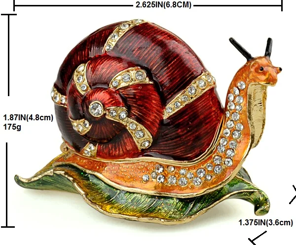 

Red snail bejeweled Trinket Box decorative Collectible metal jewelry box fashion Ring Earring/Pendant Display Packaging Gift Box