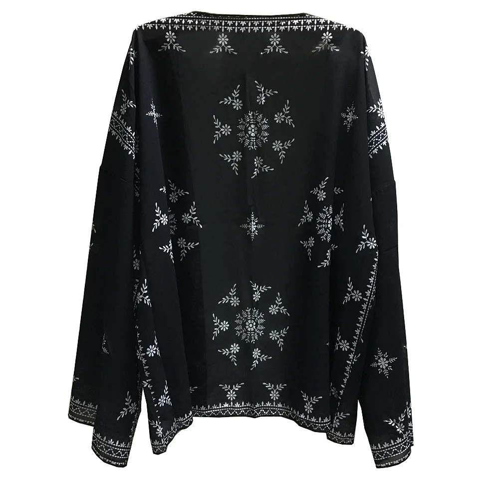 Женская винтажная куртка с цветочной вышивкой накидка пальто Свободный кардиган