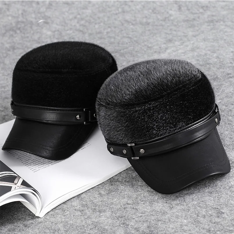Россия Мужская меховая теплая гладкая Кепка snapback классические reto кожаные кепки ПУ шапка разноцветная с ушками