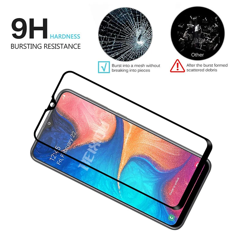 Закаленное стекло для samsung Galaxy A20 протектор экрана 9H полное покрытие закаленное