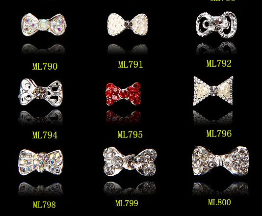 10pcs New Crystal Colourful Nail Rhinestone Alloy Art Decorations DIY Glitter Bow Diverse Jewelry Manicure Supplies | Красота и