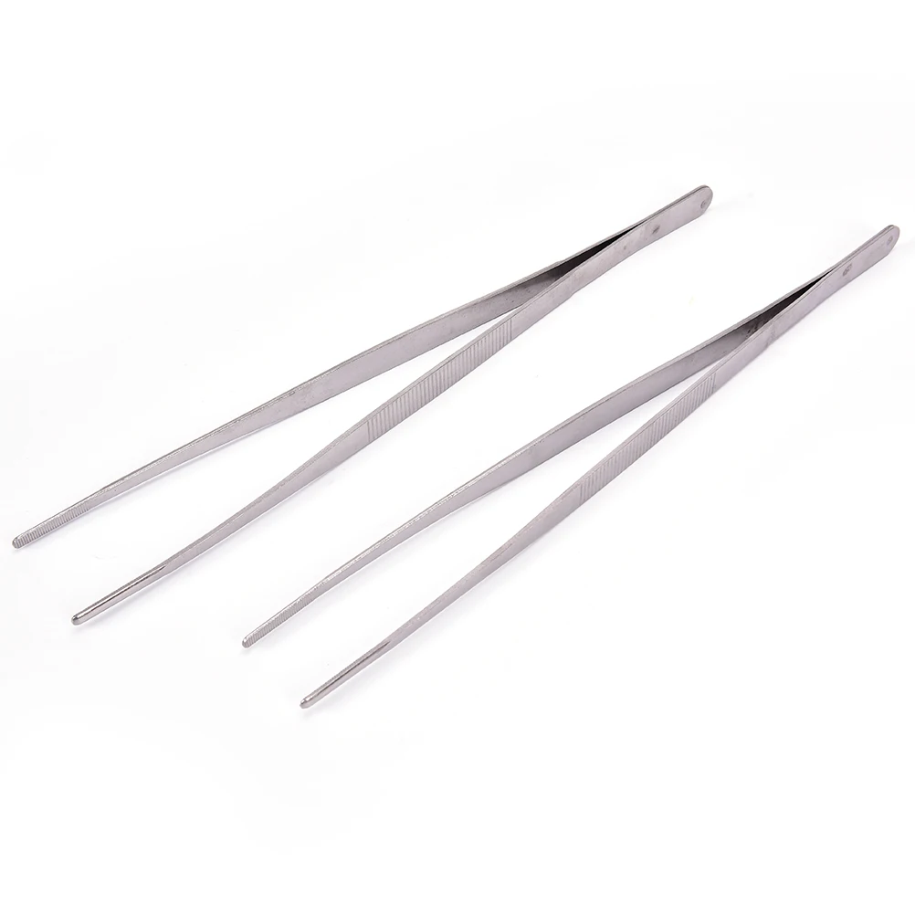 

Straight Tweezer Stainless Steel Toothed Tweezer Long Barbecue Food Tong Home Medical Garden Kitchen BBQ Tool