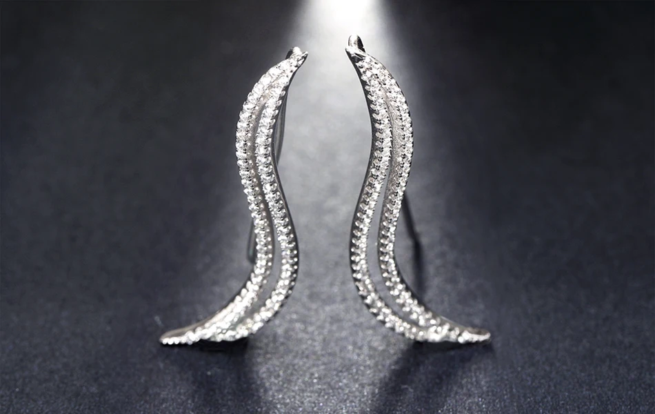 ORSA JEWELS Настоящее серебро 925 пробы Серьги-гвоздики 925 женские модные ювелирные изделия Роскошные серьги в форме гусеницы с 134 шт. CZ SE38