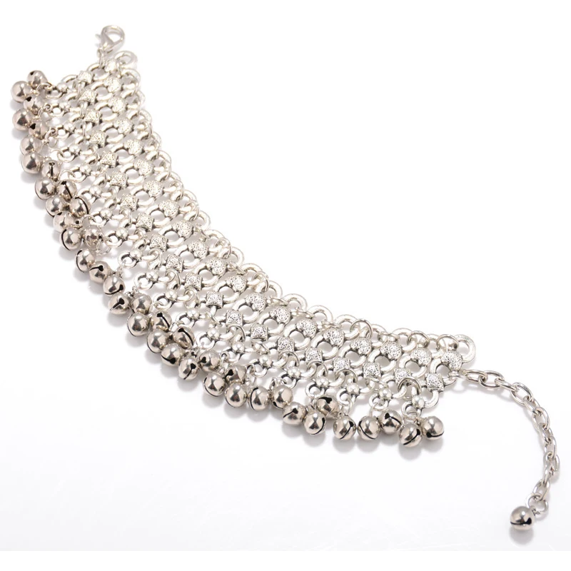 1 шт. Бусины колокол серебряный браслет на лодыжке для Для женщин Чешский ножной