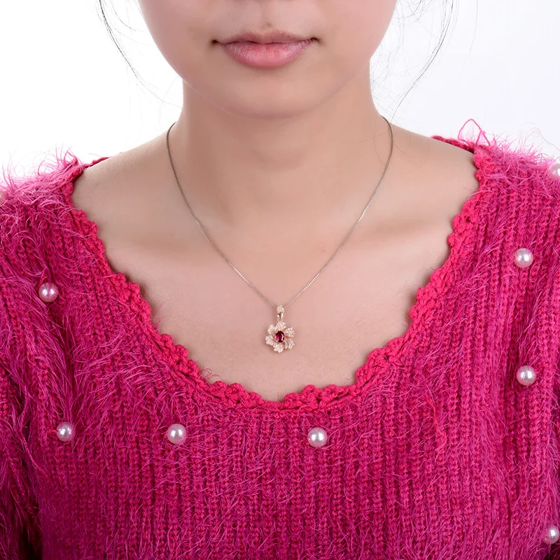 Овальная огранка натуральный алмаз рубиновый кулон ожерелье и 14Kt розовое золото