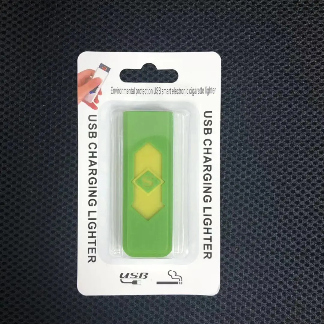Зеленый Перезаряжаемая через USB Зажигалка подарок на заказ креативный праздничный свадебный подарок ветрозащитный электронный прикуриватель - Цвет: Зеленый