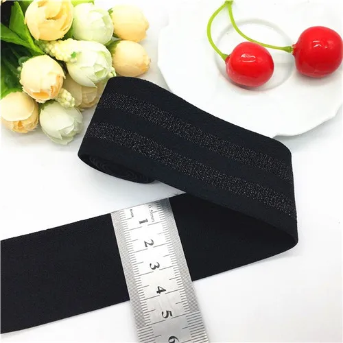 4cm black black 2 40 мм золотые серебряные полосы Эластичные ленты 4 см эластичные ленты сумки для одежды брюки эластичная резиновая тесьма DIY Швейные аксессуары 1 м - Цвет: 4cm black black 2