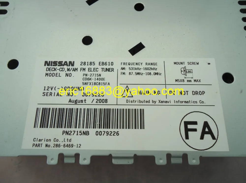 Громкий 6-Disc механизм с MP3 для Infiniti G35 Nissan navara автомобиль радио-тюнер AUX звуковая