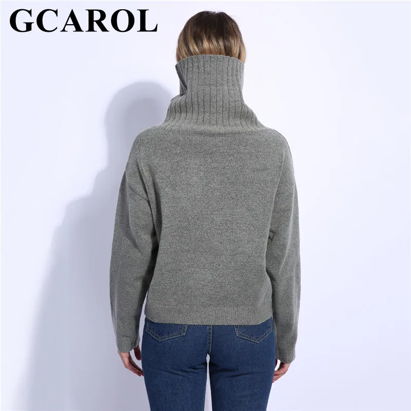 GCAROL осень-зима Для женщин Свитер с воротником 20% шерсть Высокое качество Завышение вязать топы мягкой руки короткий пуловер в 4 цвета свитер женский