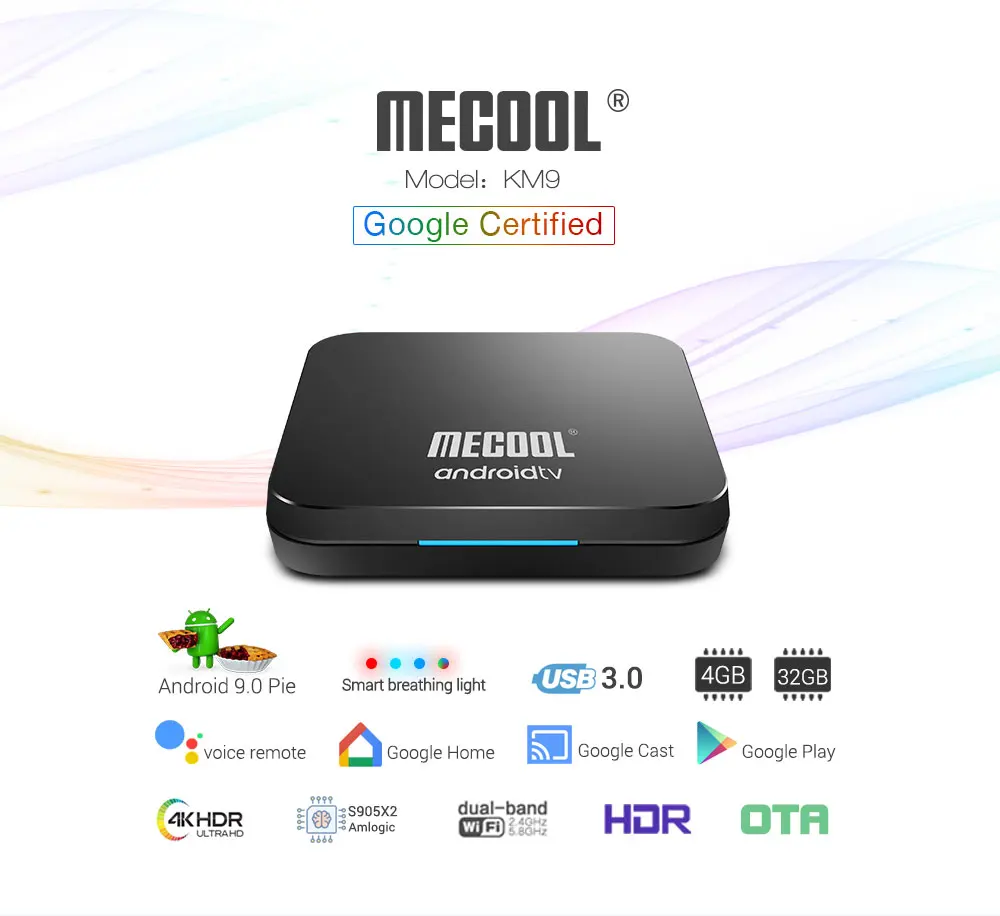 Приставка Смарт-ТВ Mecool KM9 A Android 9 0 4 + 32 ГБ 4K 2 ГГц Wi-Fi | Электроника