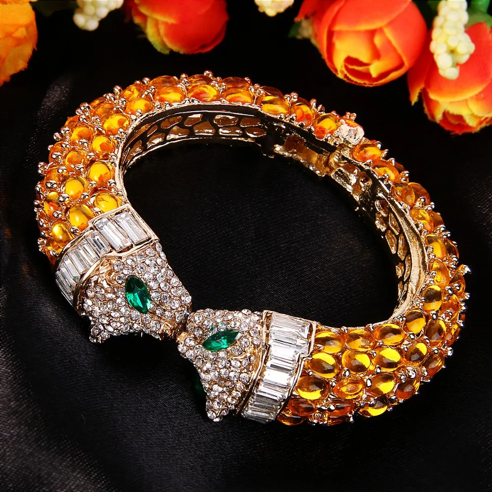 Женские браслеты-Пантеры леопардовые браслеты с кристаллами и животными