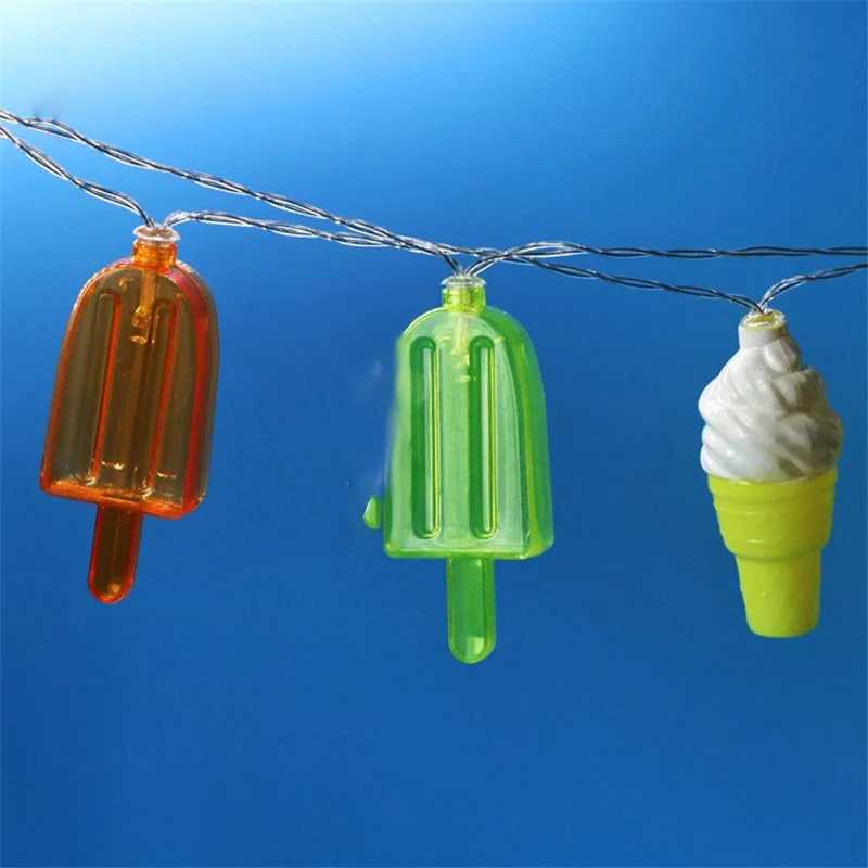 Colorful LED Ice Cream Light String Creative Popsicle Holiday Lamp Battery Box Christmas Bedroom Children Room Cafe Decor Cute |