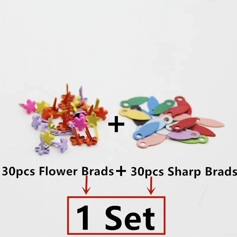 1 set as photo 60 шт разноцветная краска цветок Металл Мини-Brads Декор украшение, скрапбукинг Застежка Поворотные кнопки для альбом «сделай сам» рамка - Цвет: 1 set as photo