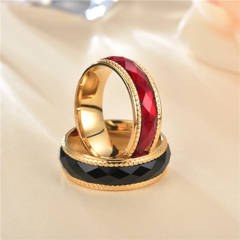 Fashion couple ring men and women models gold wedding prismatic stainless steel jewelry 8mm | Украшения и аксессуары