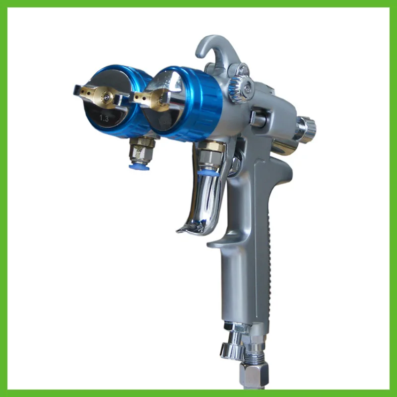 SAT1189 Бесплатная доставка, нанохромовая Краска высокого давления, двухголовый пневматический распылитель, пневматический инструмент, двойная насадка, распылитель