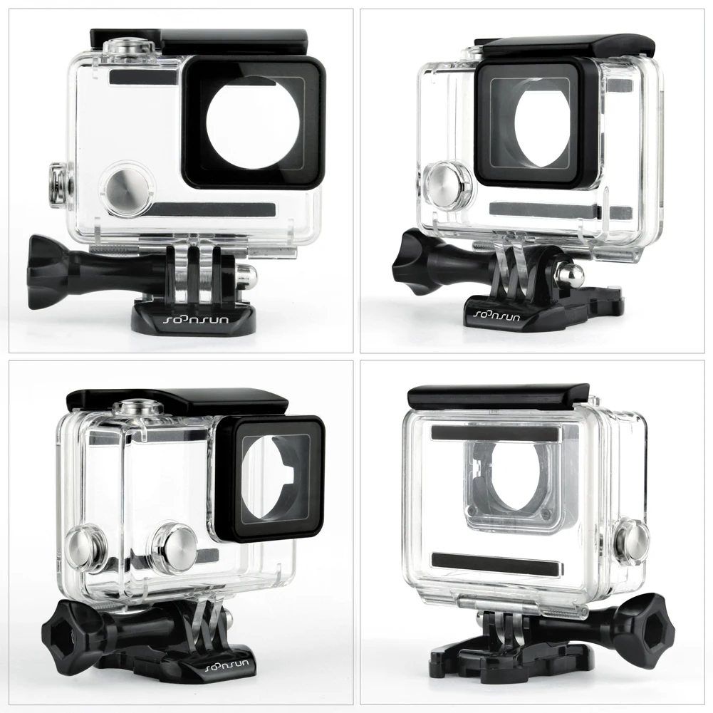 SOONSUN водонепроницаемый чехол для подводной съемки для GoPro Hero 4 3+ 3 защитный чехол жесткий чехол для Go Pro 3 3+ 4 аксессуары для камеры