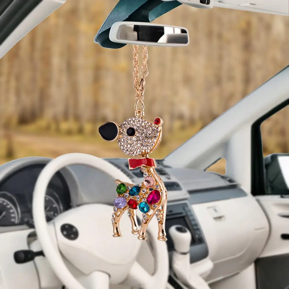 

Diamonds Crystal Sika deer Car Pendant Rearview Mirror Decoration Hanging Ornaments Automobiles Interior Cars Accessories Gifts