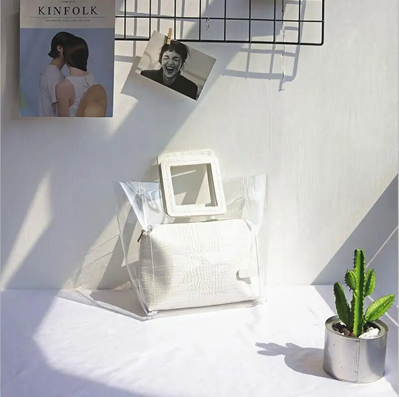 TWOTWINSTYLE Модные прозрачные женские хит цвет PU посылка Лето Осень новинка - Цвет: white