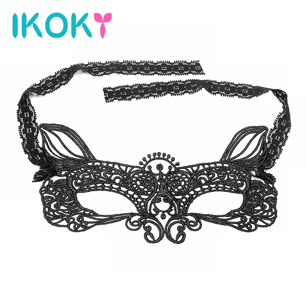 Маска для глаз IKOKY Черная кружевная маска игр взрослых эротические игрушки