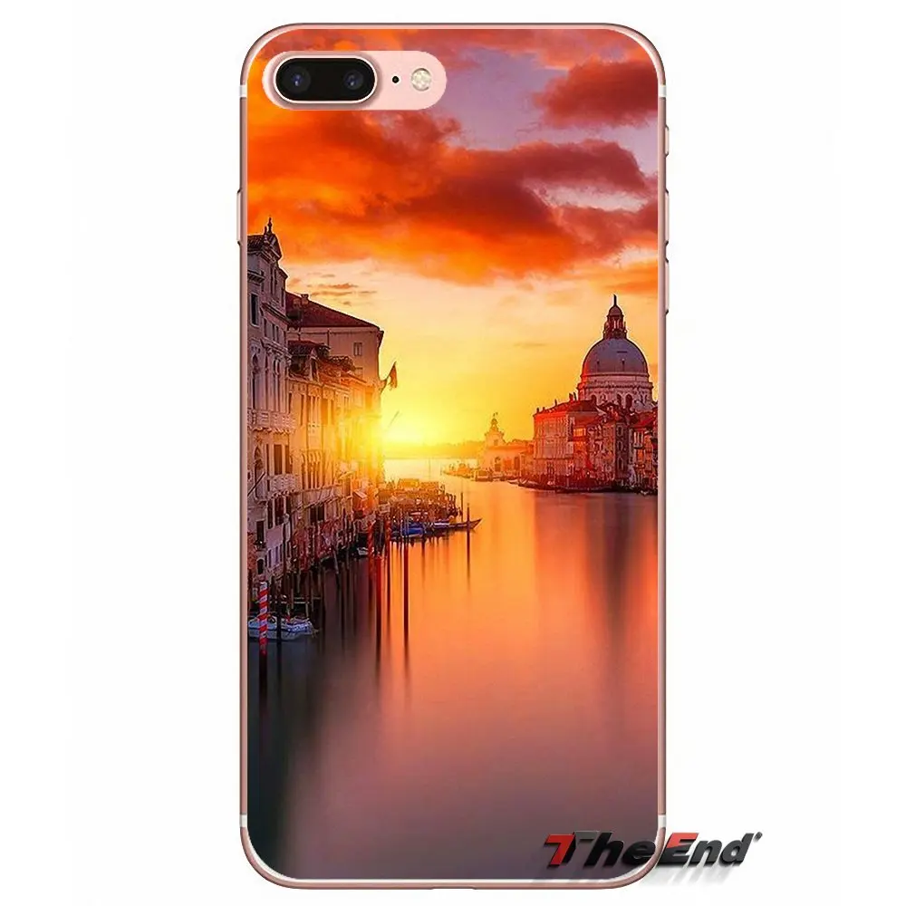 Водный город Венеция Италия закат мягкий чехол для iPhone X 4 4S 5 5S 5C SE 6 6S 7 8 Plus Samsung Galaxy