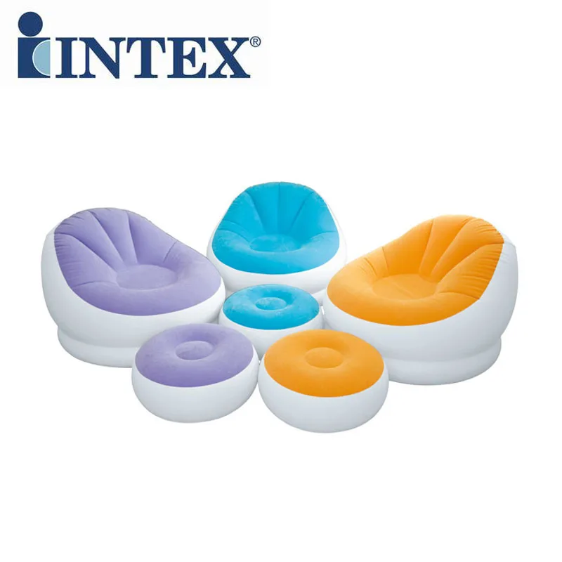 INTEX 68572 104*109*71 см/64*28 см Флокирование один надувной диван-комбинация ленивый диван для отдыха кресло с электрическим насосом - Цвет: Многоцветный