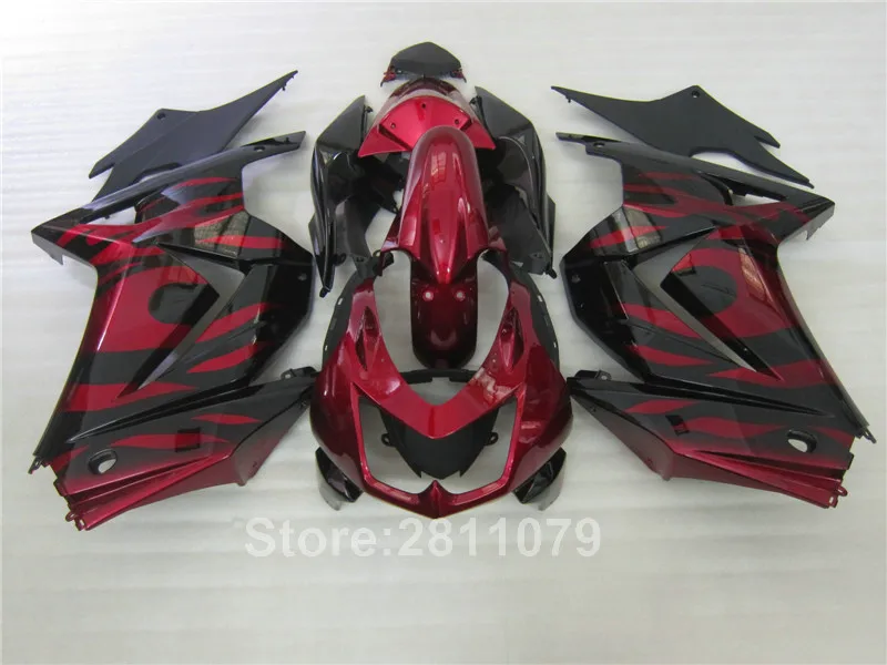 Новый комплект обтекателей для Kawasaki Ninja 250R EX250 08 14 винно красный и черный
