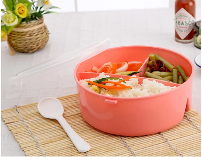 Пластик разделены печь Bento Box для детей Открытый Пикник Кемпинг Еда контейнер для хранения Ланчбокс Столовая посуда набор Посуда