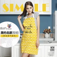nordic style cotton fabric oil proof cooking kitchen apron overalls attire cafe female waist