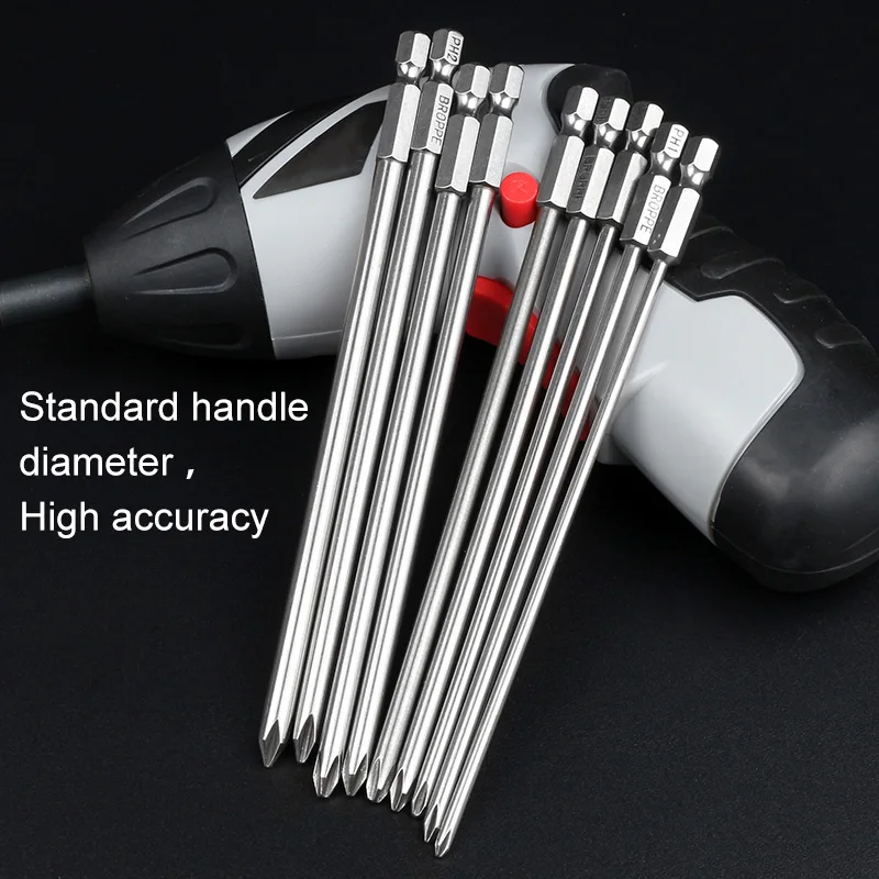 

HOEN 9pcs/Set 150mm 1/4 inch 6.35mm Shank S2 alloy steel Long Hex Screwdriver Screw Magnetic Cross Philips Screwdriver Bit Set