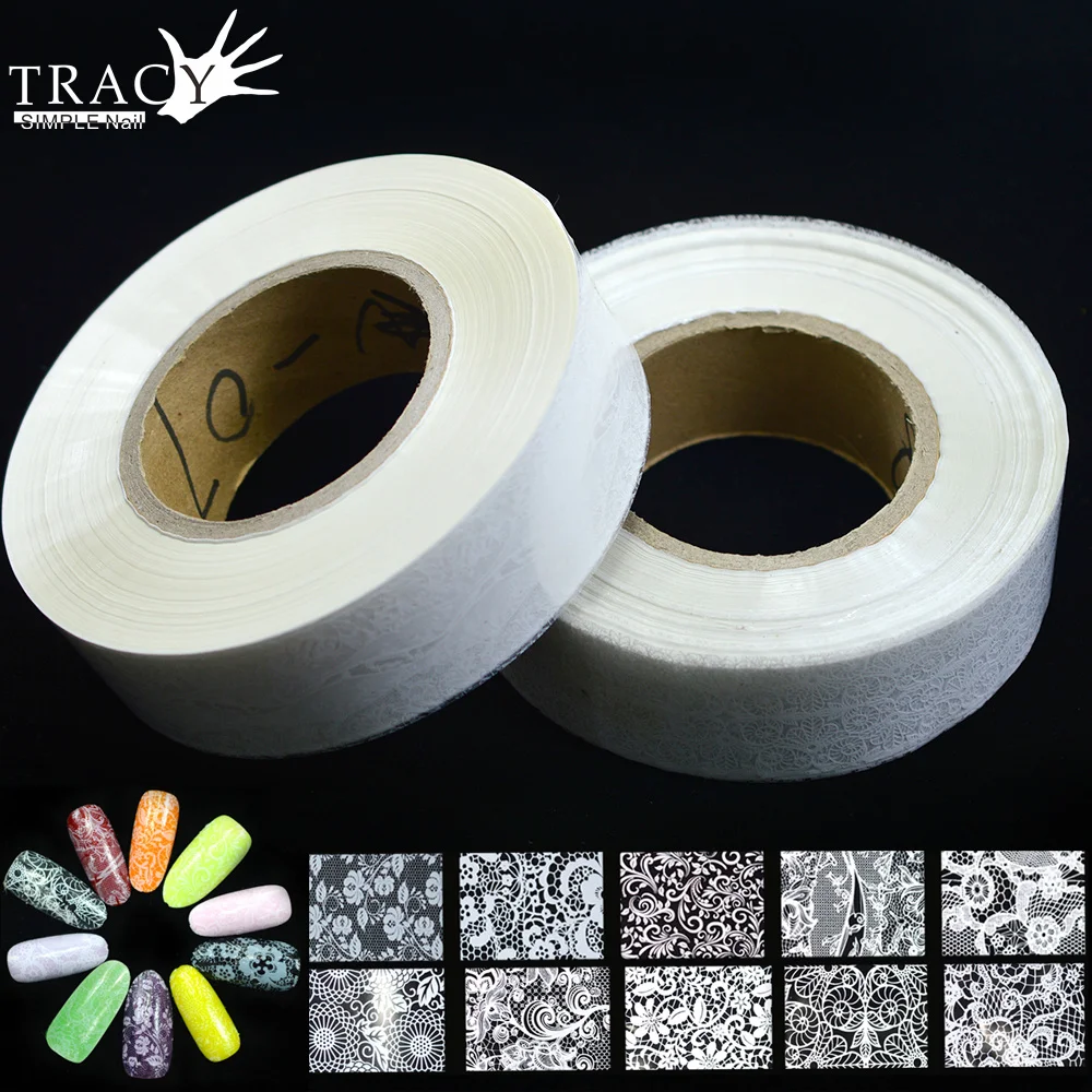 500 м оптовая продажа переводная Фольга для ногтевого дизайна пикантные белые