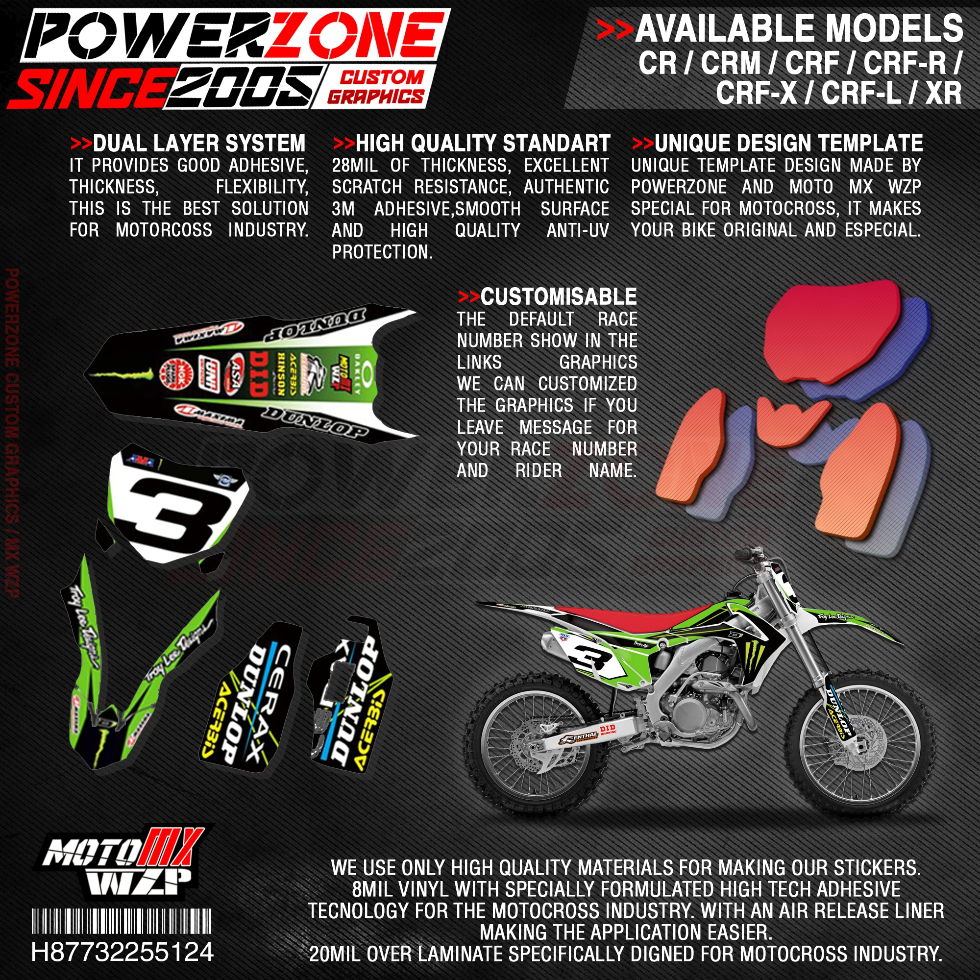 PowerZone на заказ футбольной команды Графика Фоны наклейки 3m Набор наклеек для HONDA