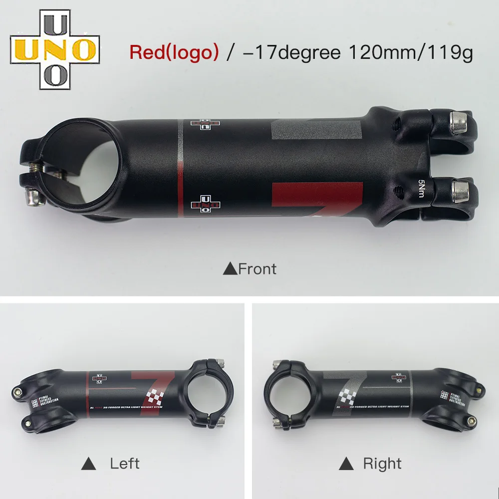 UNO 7050 рулевая колонка велосипеда MTB дорожный велосипед 31,8+/-17 градусов X80-130mm 7/17*70/80/90/100/110/120/130 мм велосипед Велоспорт Запчасти для велосипедов - Цвет: 17 degree 120mm 119g