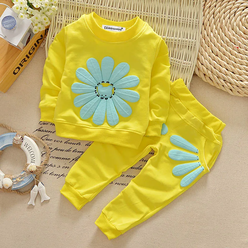 Yellow Г. Осенние комплекты одежды для маленьких девочек одежда для детей комплекты для девочек спортивный костюм для девочек из 2 предметов, костюмы, костюм для детей, одежда - Цвет: Yellow