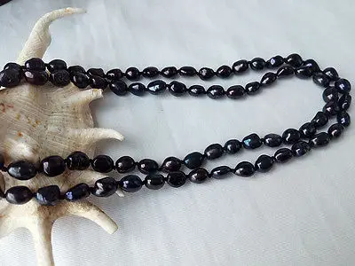 2 strand black baroque freshwater pearl bib everyday necklace 8-9mm 17&quot-18&quot | Украшения и аксессуары