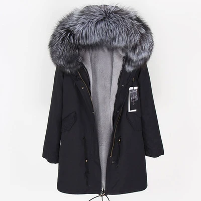 5 OFTBUY, новинка, зимняя куртка, Женское пальто с натуральным мехом, парка, воротник из меха енота, подкладка из искусственного меха, свободное болотное длинное пальто, уличная одежда - Цвет: 5