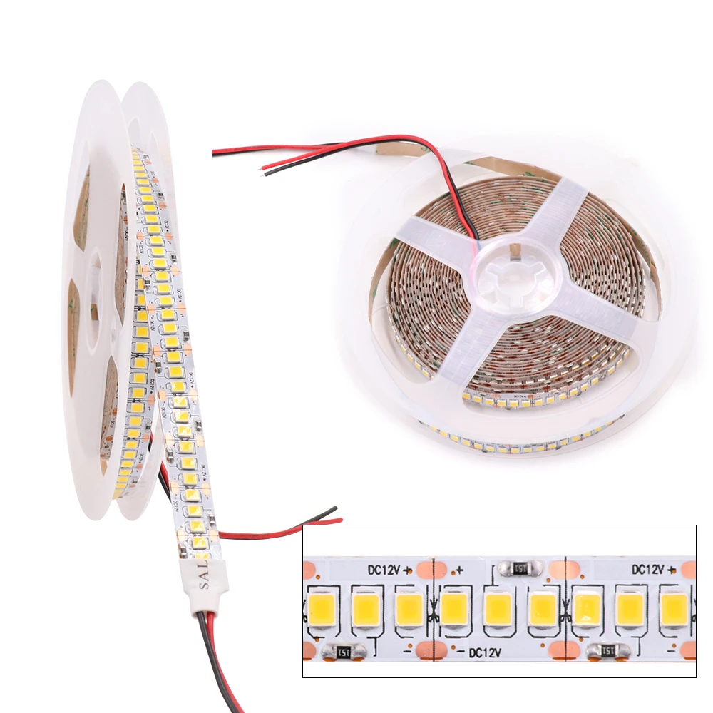 480 светодиодный s/М светодиодный полосы 2835 SMD 12V 24V 2400 светодиодный s двухрядные гибкие ленты веревки освещение хорошее украшение неоновая подсветка 240 светодиодный s/M/5 m