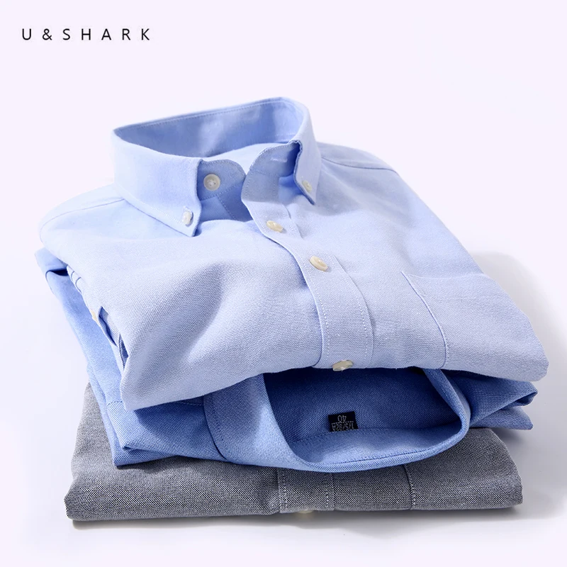 U & SHARK/осенние мужские рубашки с длинным рукавом оксфордская рубашка