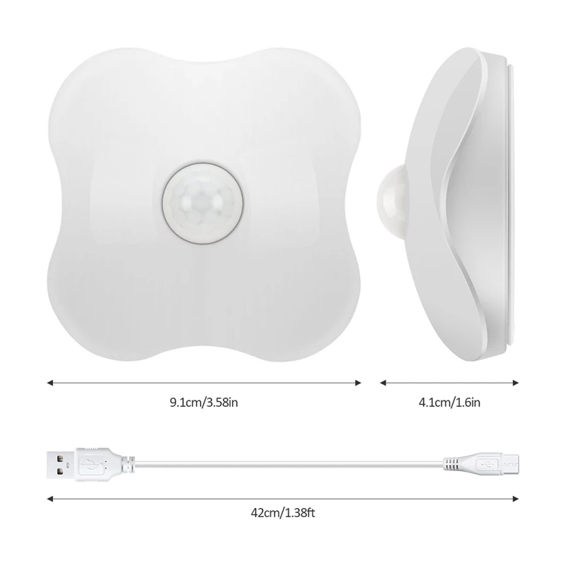 Rechargeable LED Night Light PIR Auto Motion Sensor Novelty Atmosphere Emergency Table Lamp for Kids Children White/Yellow | Лампы и