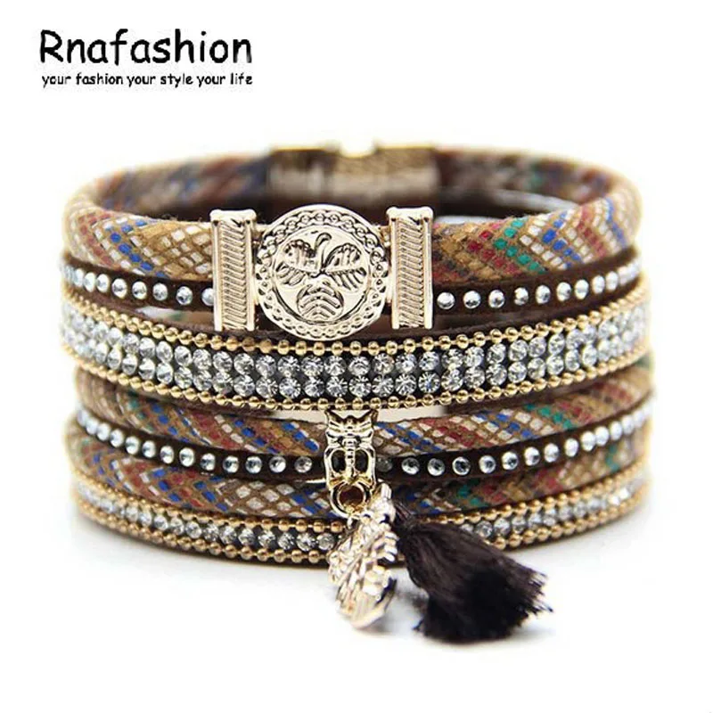 Женский многослойный браслет RNAFASHION в индийском стиле Подарочный кожаный для
